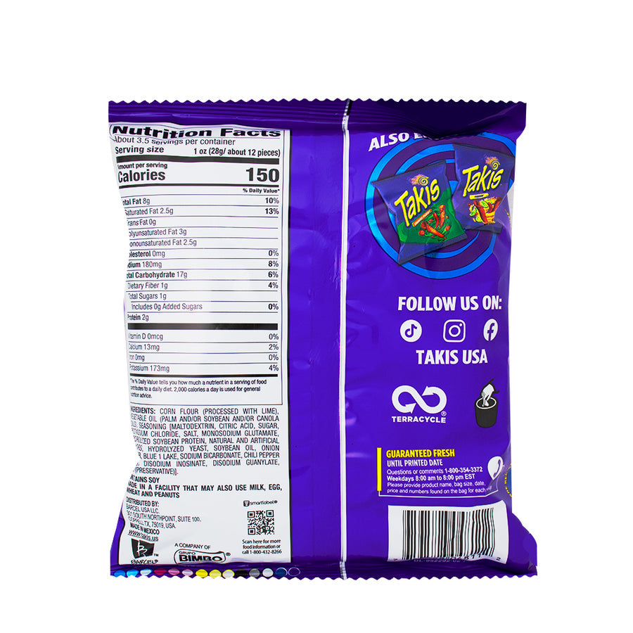 Takis Blue Heat — nutrition label