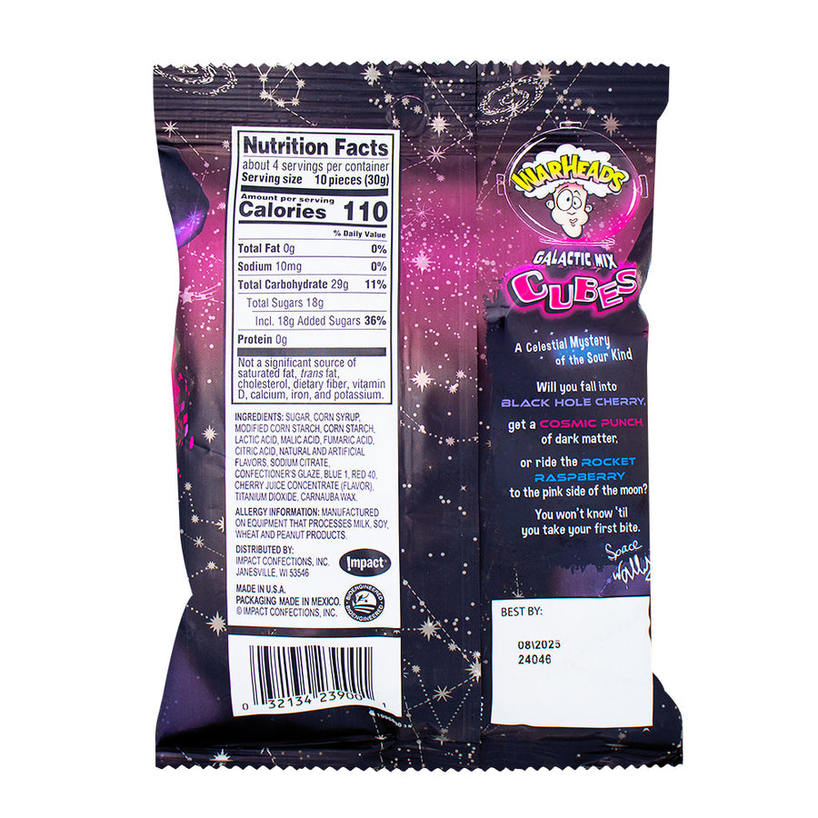 Warheads Galactic Cubes — nutrition label